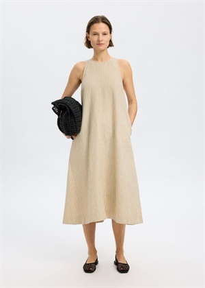 Johanne sl striped midi kjole Birch Stripes/Chestnut Selected Femme 